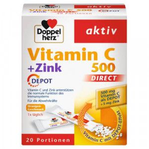 DOPPELHERZ Vitamin C 500+Zink Depot DIRECT Pellets